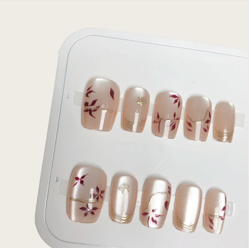Artistic Floral Press-On Nails Set Stornfield