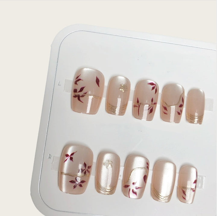 Artistic Floral Press-On Nails Set Stornfield