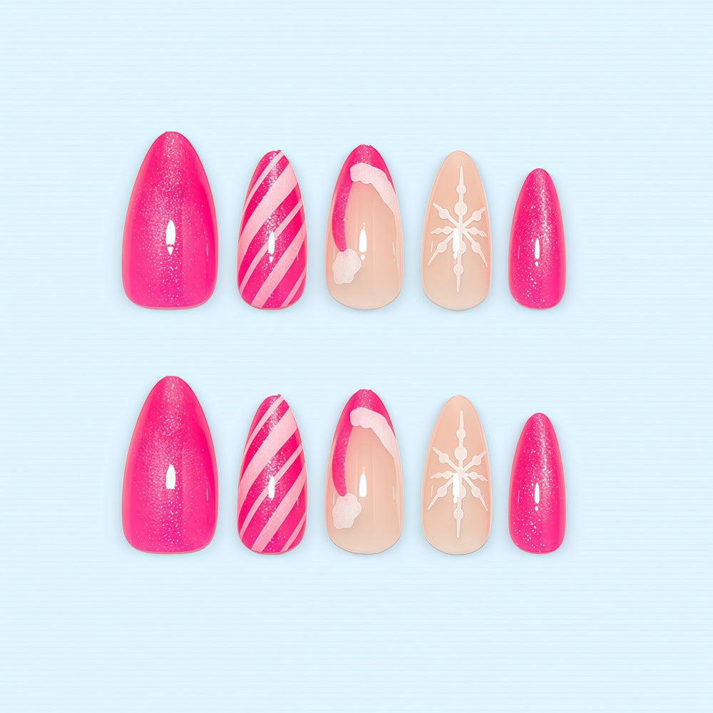 Artificial nails with sparkling glitter and Christmas designs Stornfield