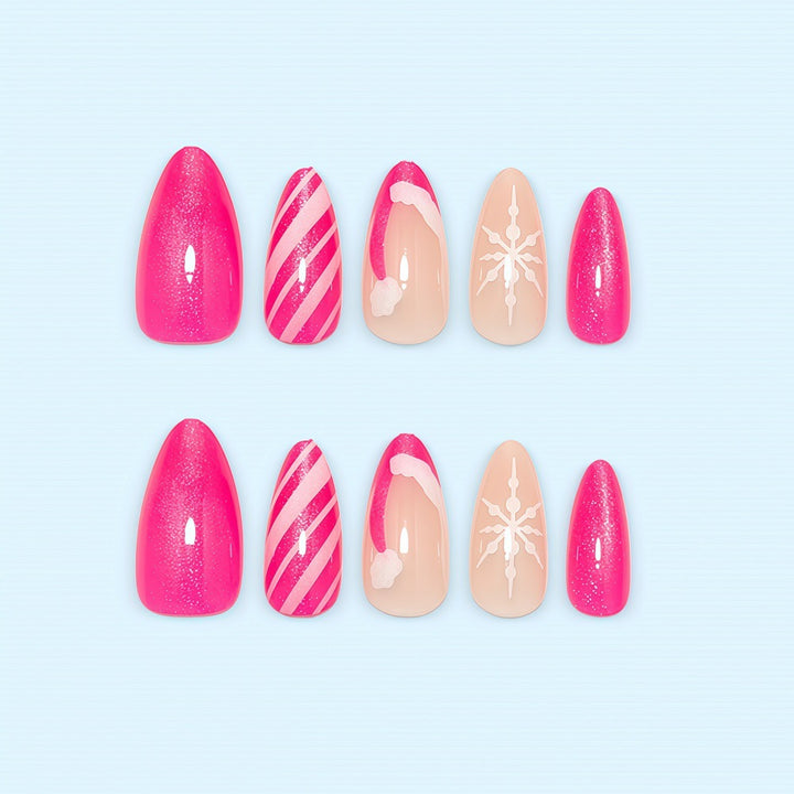 Artificial nails with sparkling glitter and Christmas designs Stornfield