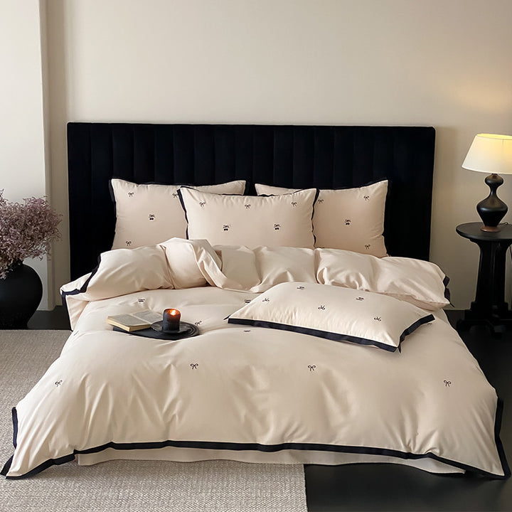 Luxury Embroidered Cotton Sateen Duvet Cover Set
