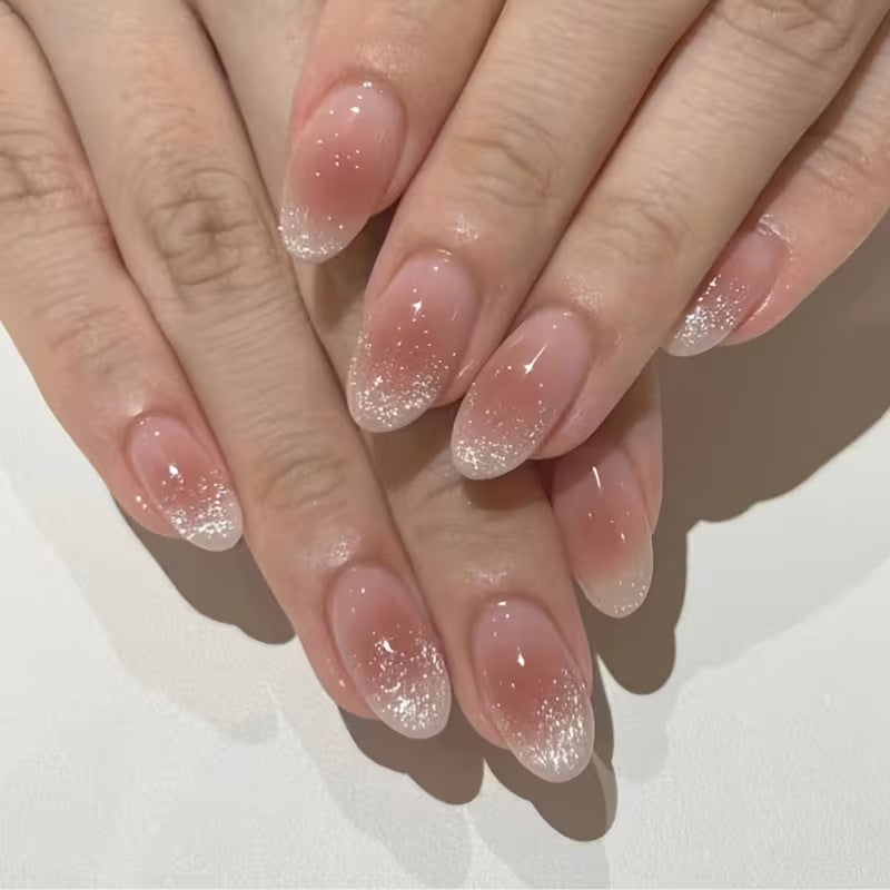 Glittery French Tip Press-On Nails Stornfield