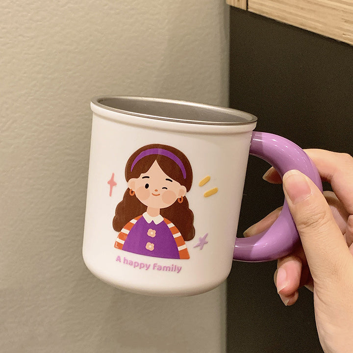 Stainless steel ceramic mug with cheerful family motif Stornfield