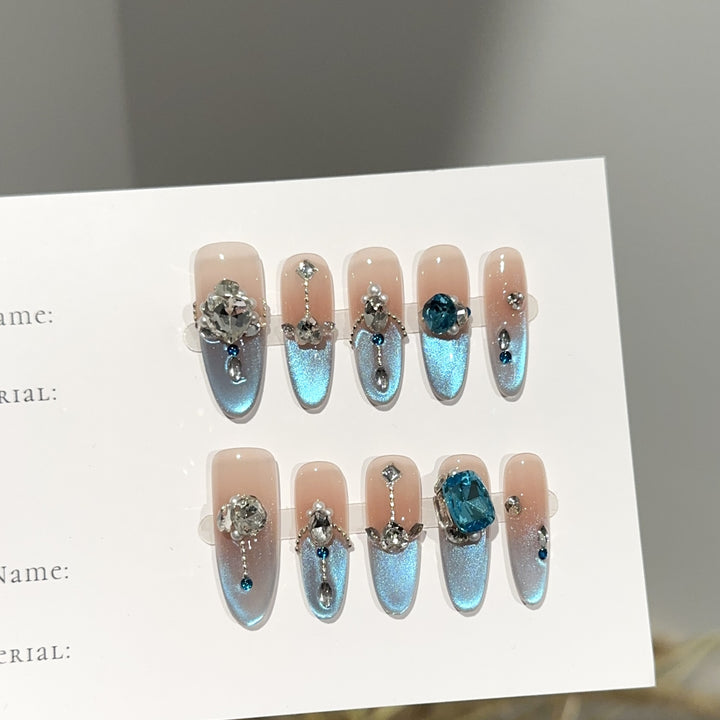 Elegant Crystal-Embellished Press-On Nail Set