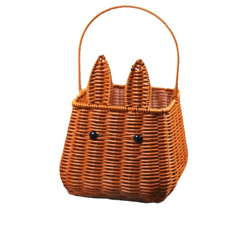 Whimsical Rabbit-Shaped Woven Basket Stornfield