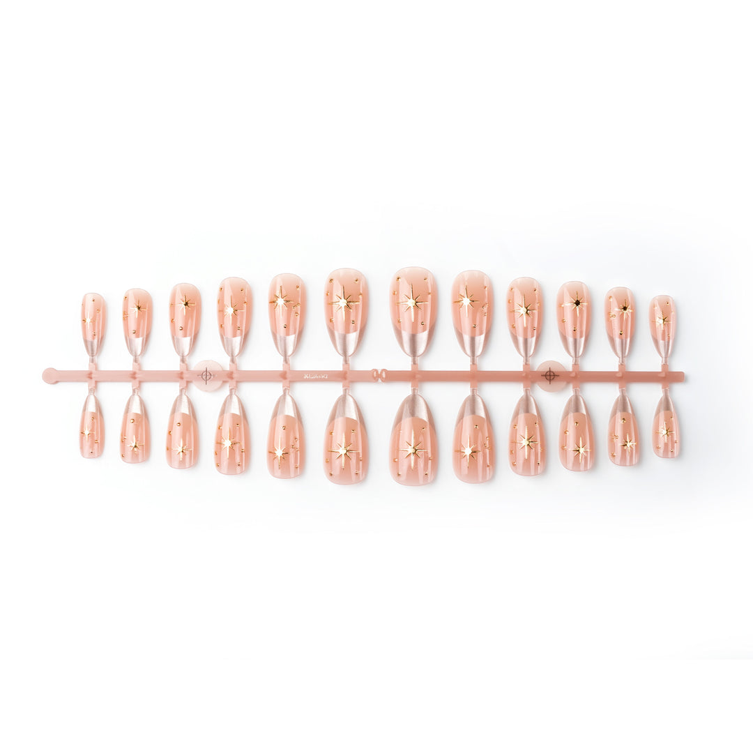 Elegant Star-Embellished Press-On Nail Art