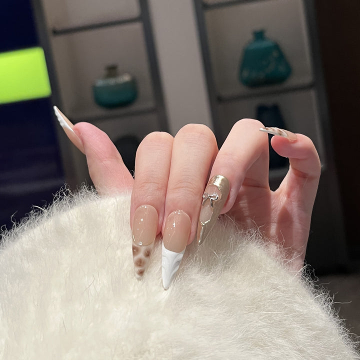 Decorative Stiletto Press-On Nail Art Set with Unique Design Elements Stornfield