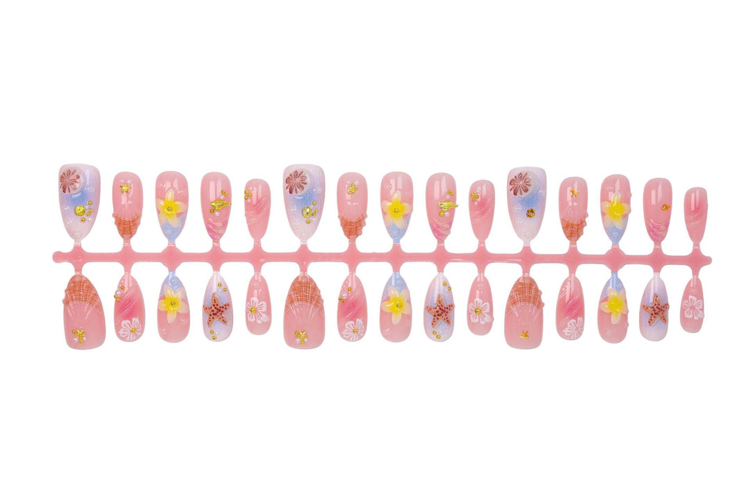 Artificial nail set with maritime designs and glittering accents Stornfield