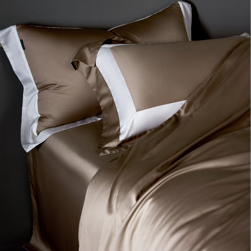 Luxury Satin Duvet Cover Set with Contrast Hem and Silk-like Finish