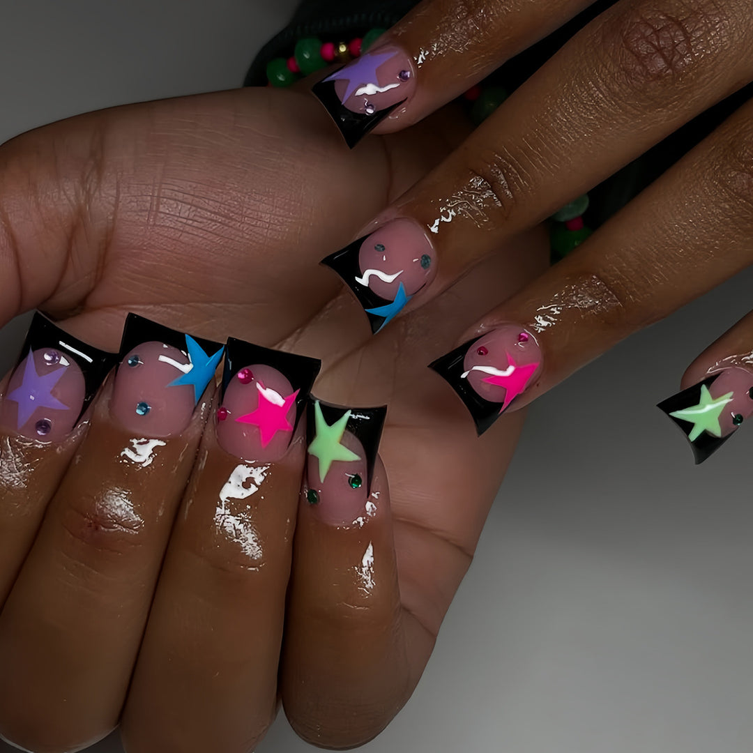Artistic Stiletto Nail Art Set with Star Accents Stornfield