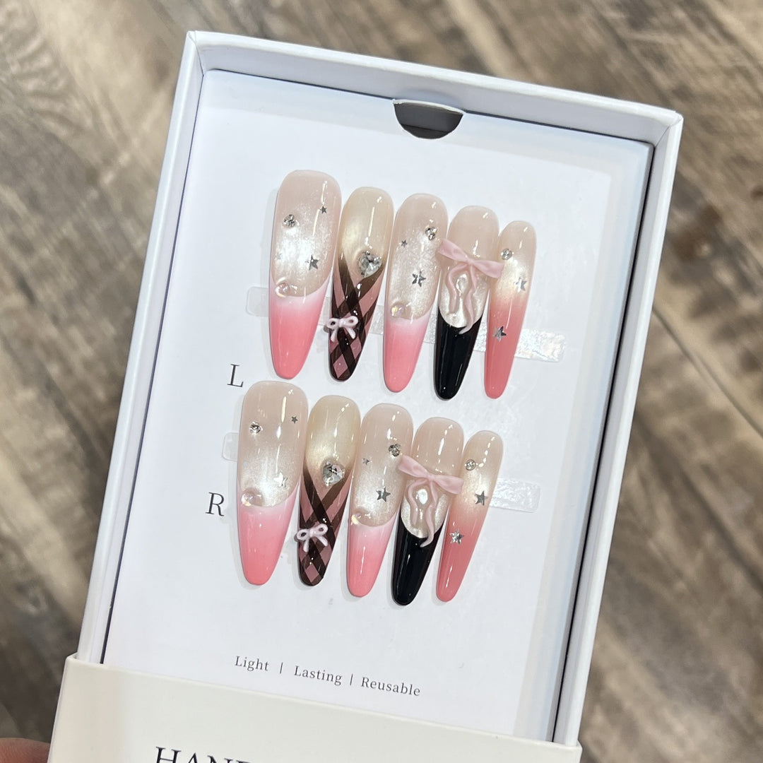 Premium Decorative Stiletto Press-On Nail Set Stornfield