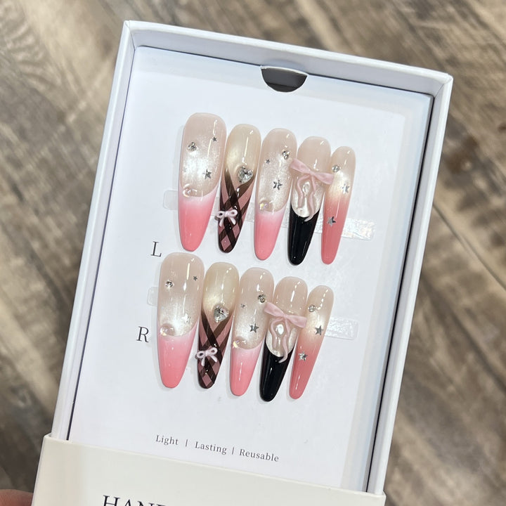 Premium Decorative Stiletto Press-On Nail Set Stornfield