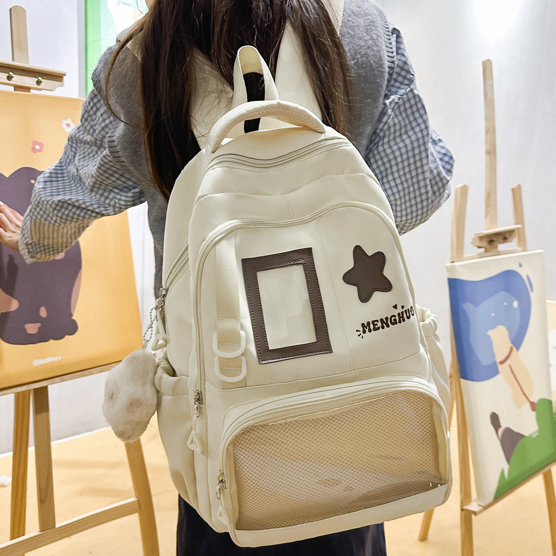 Structured Casual Backpack with Transparent Pocket Stornfield