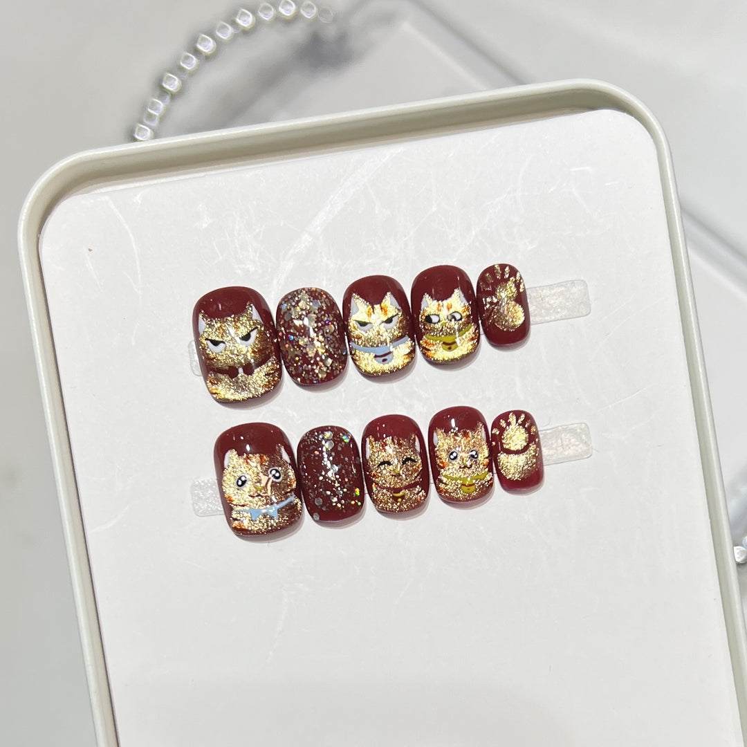 Decorative Cat-Themed Nail Art Set Stornfield