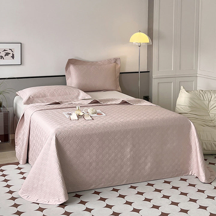 Quilted Reversible Duvet Cover Bedding Set with Embroidered Corner Shams