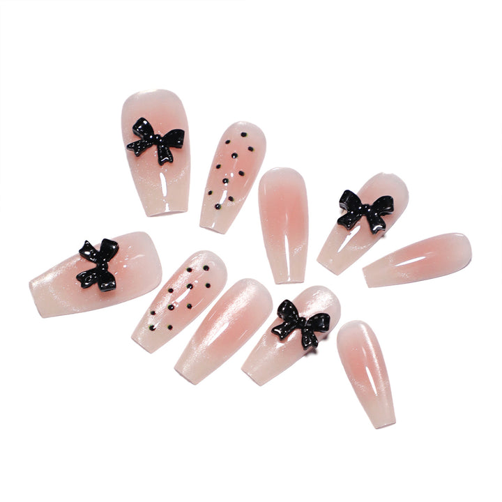 Elegant artificial nails with bow design Stornfield