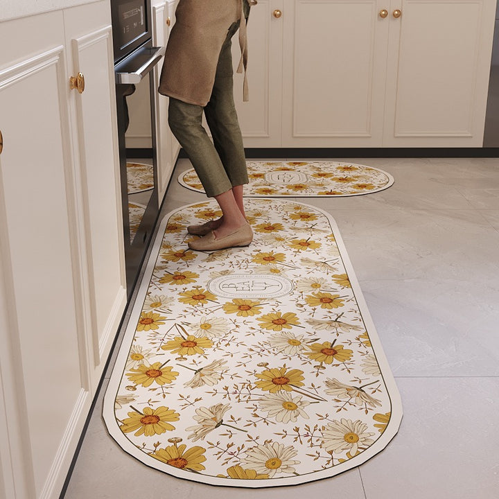 Floral Pattern Decorative Kitchen Mat