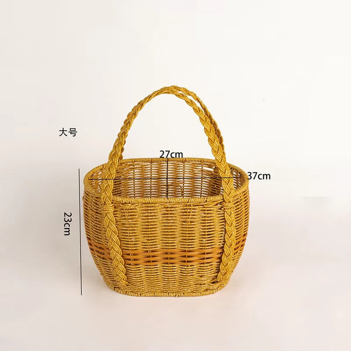 Ladies Handwoven Rattan Basket with Double Handle Stornfield