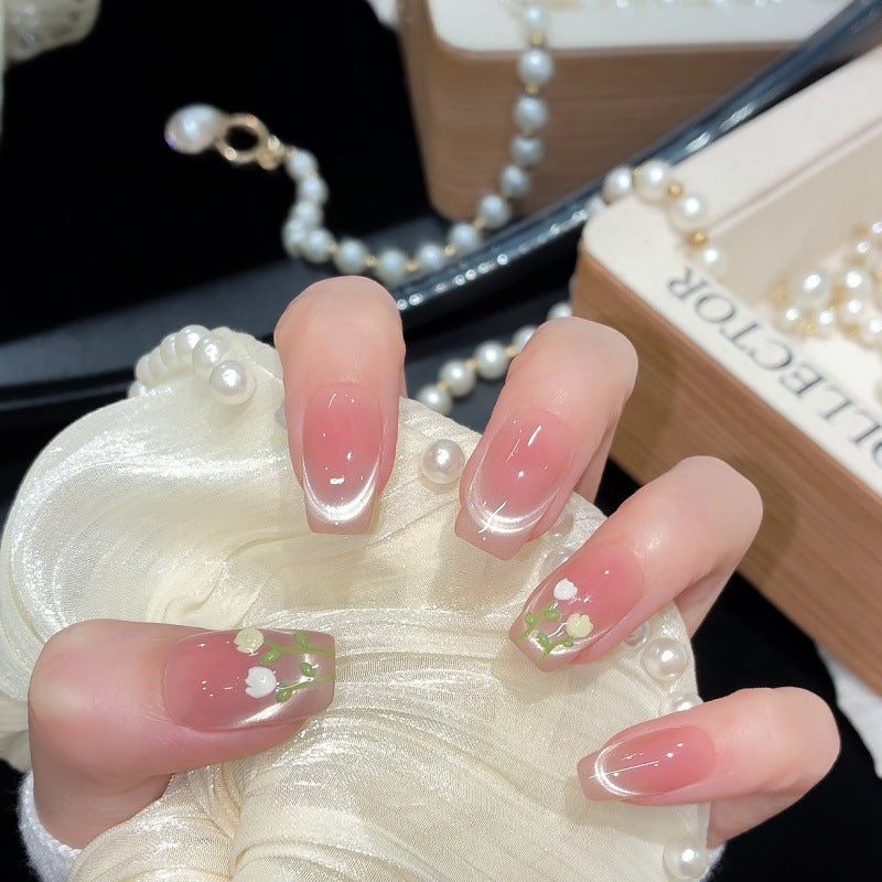 Artistic Floral Press-On Nail Set