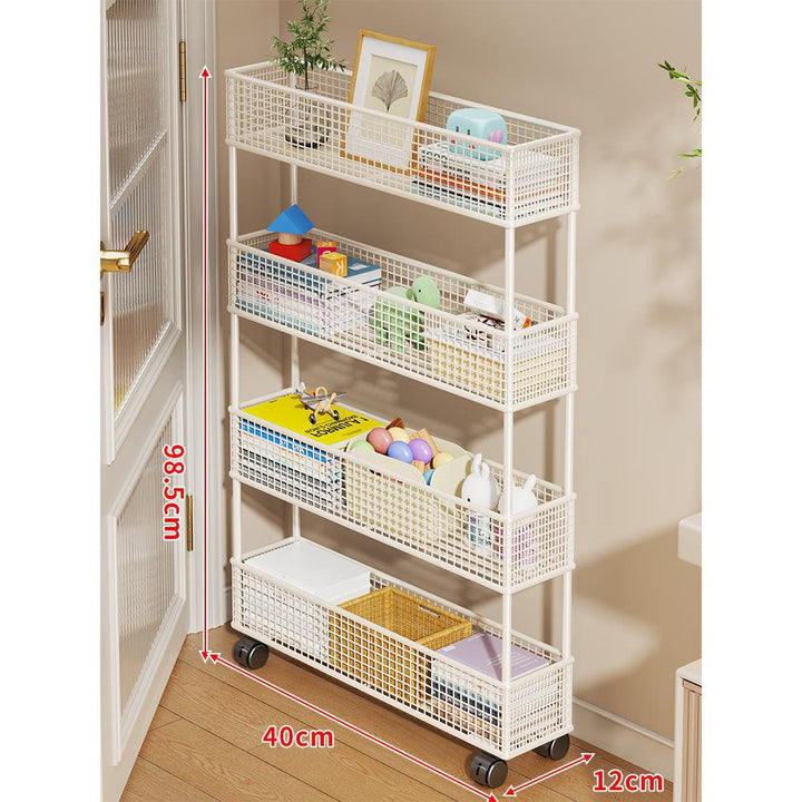 Slim Vertical Mesh Basket Organizer Rack for Narrow Spaces