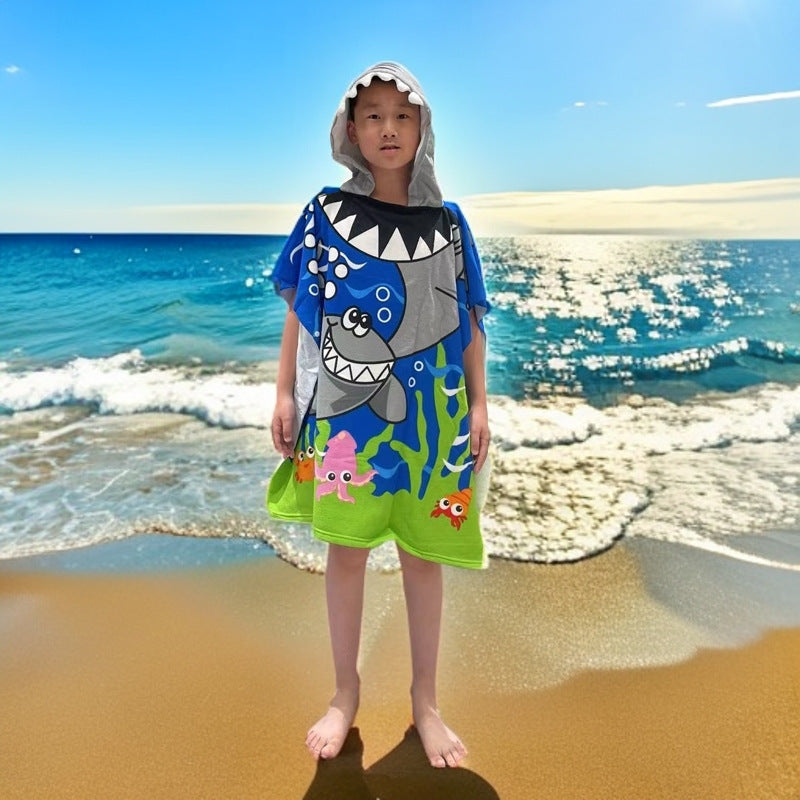 Kids' Fun Dinosaur-Themed Hooded Towel Poncho Stornfield