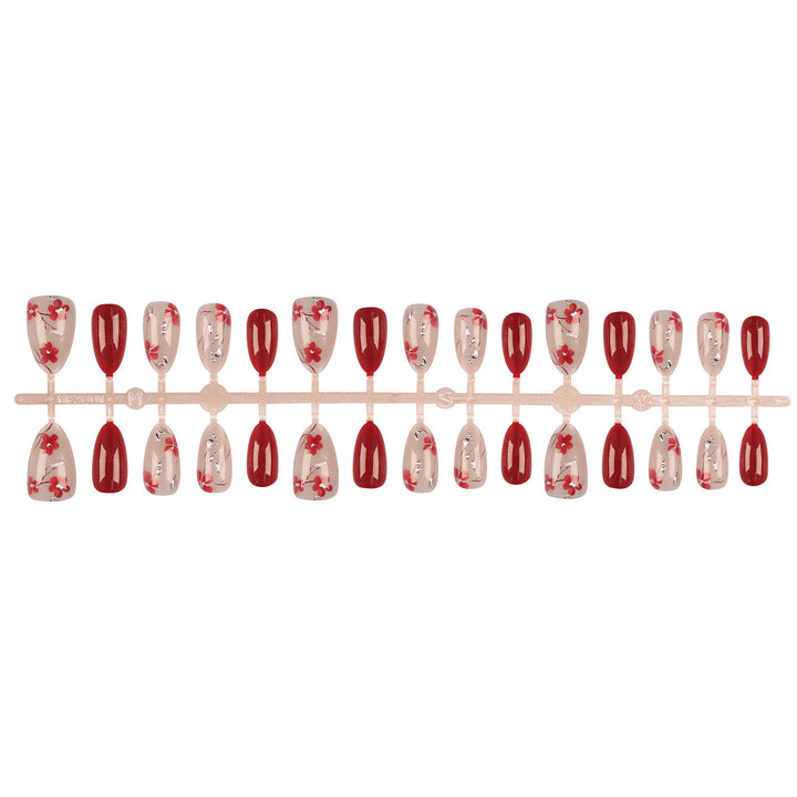 Floral Accent Press-On Nail Tips Set