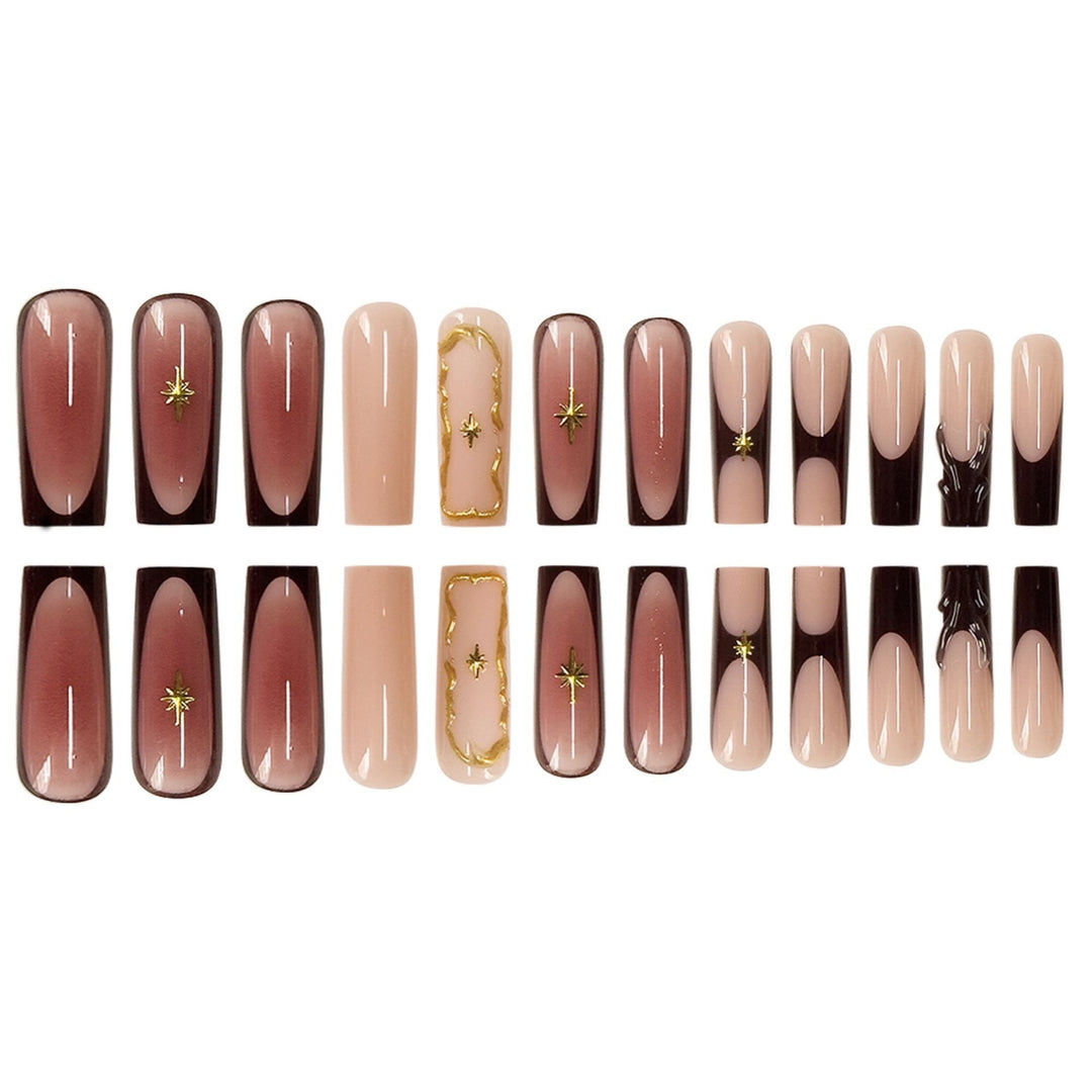 Artistic Sculpted Press-On Nails with Gold Accents Stornfield