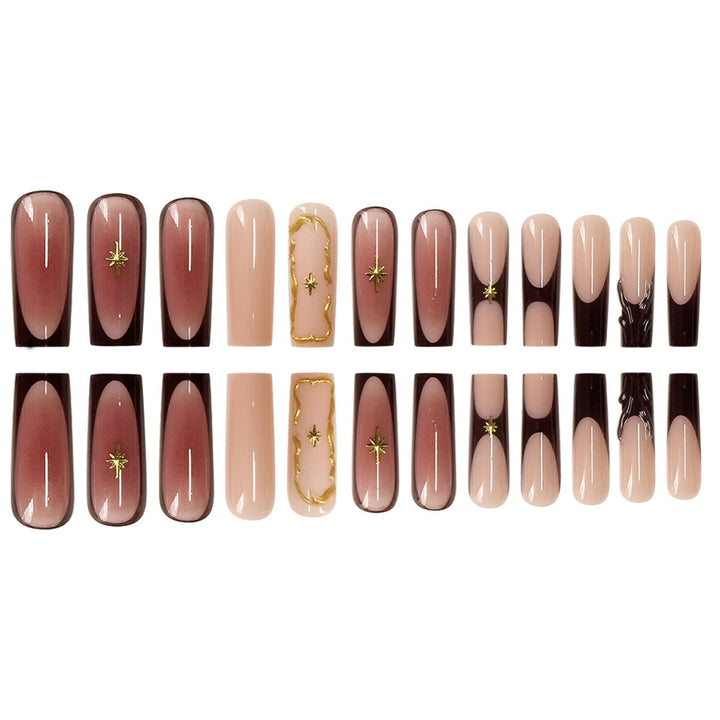 Artistic Sculpted Press-On Nails with Gold Accents Stornfield