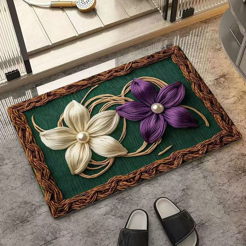 Textured Floral Design Area Mat