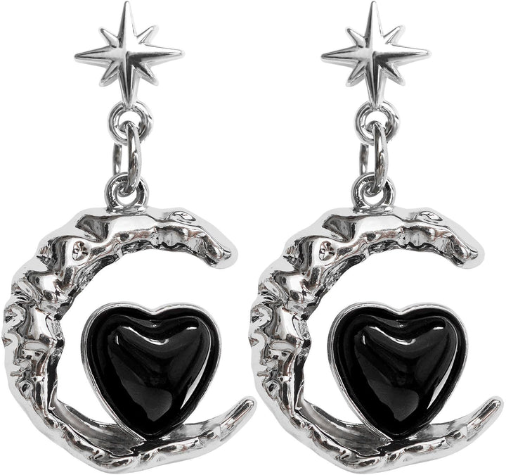 Artistic Moon and Heart Dangle Earrings Stornfield
