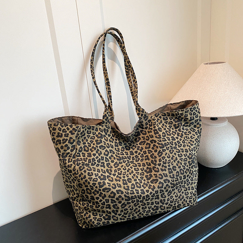 Spacious Leopard Print Tote Bag