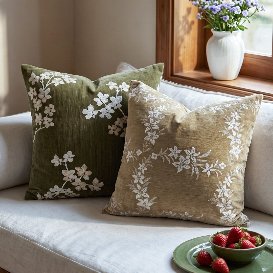 Elegant and artistically embroidered decorative pillow