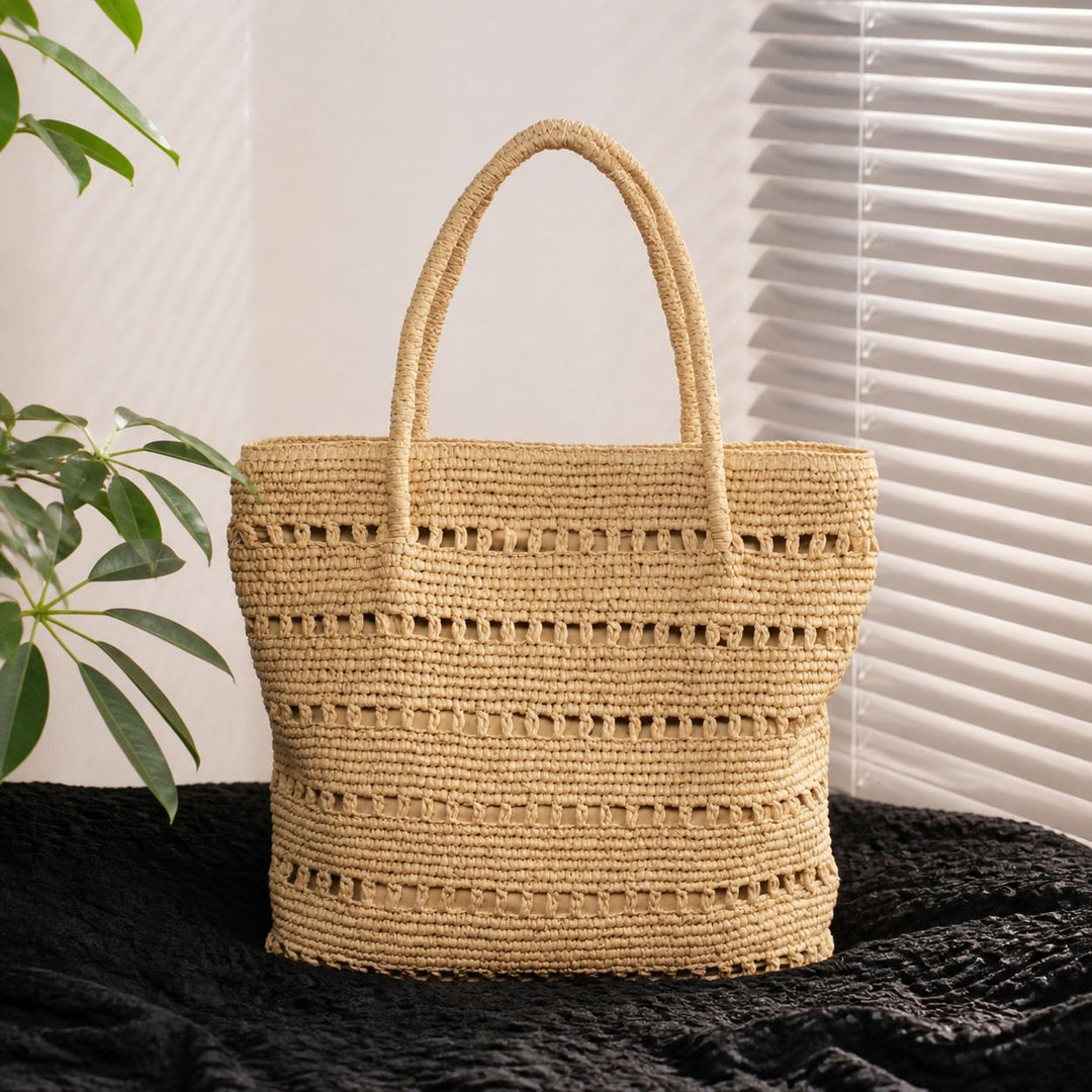 Handcrafted beach bag with open woven pattern Stornfield