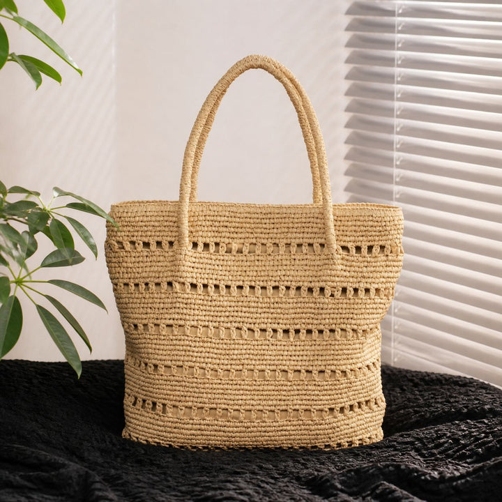 Handcrafted beach bag with open woven pattern Stornfield