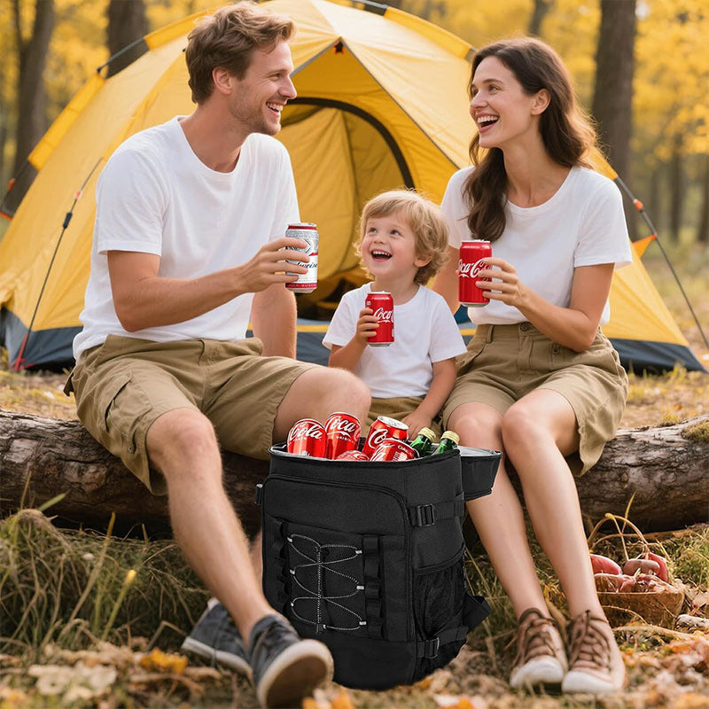 Unisex insulated cooler backpack for picnics and camping with side bottle holders, outer pocket for smartphone and elastic strap Stornfield