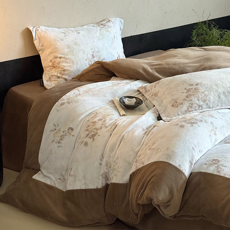 Watercolor Butterfly & Floral Brushed Microfiber Duvet Cover Set