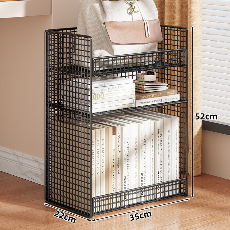 Vertical Grid-Mesh Double-Layer Desktop Book and Stationery Organizer