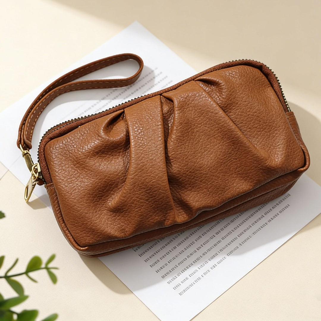 Textured Leather Zip Clutch Wallet Stornfield