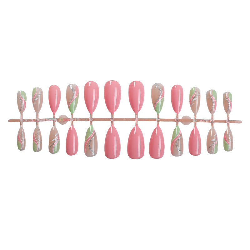Premium Artistic Press-On Nail Set with Elegant Floral Designs Stornfield