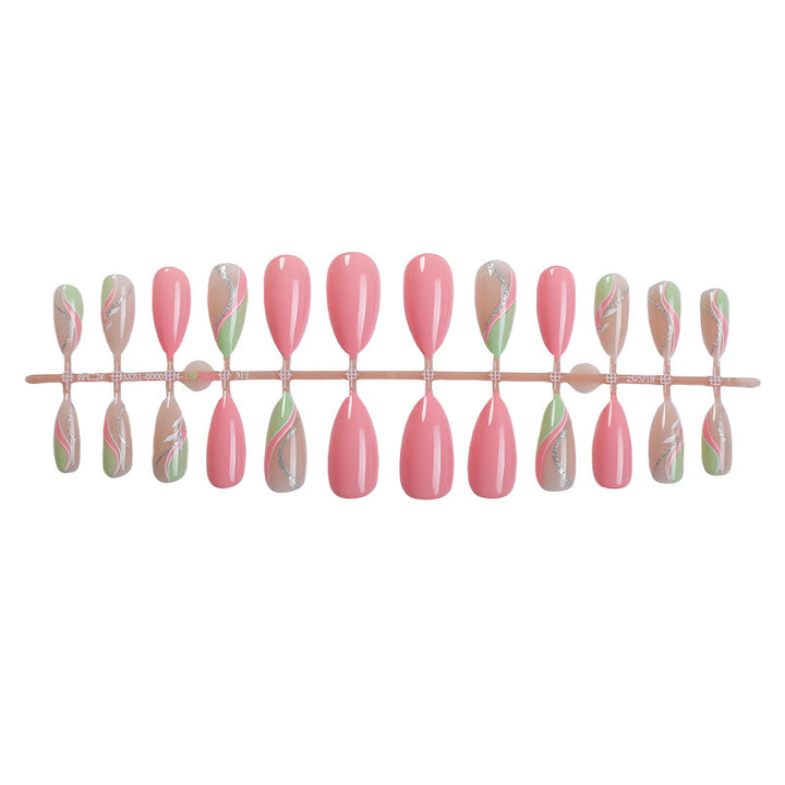 Premium Artistic Press-On Nail Set with Elegant Floral Designs Stornfield