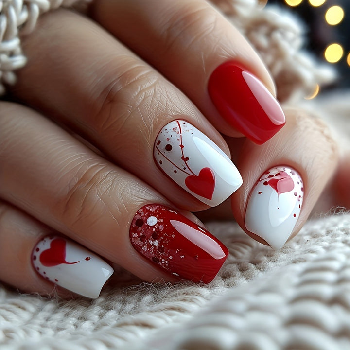 Romantic Heart-Themed Press-On Nails Stornfield