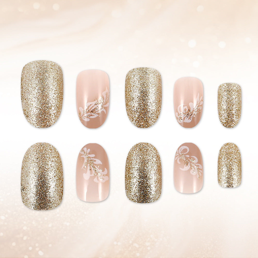 Elegant Floral Glitter Press-On Nails Stornfield