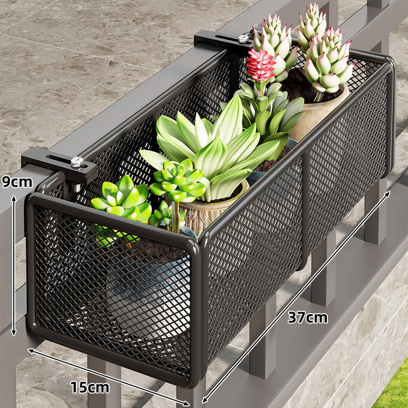 Mesh Balcony Hanging Planter Box with Clamp-On Mount and Drainage