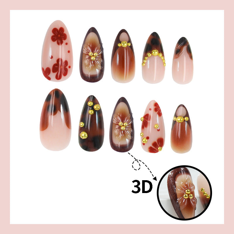 Art Nail Set with romantic floral designs and high-quality embellishments Stornfield