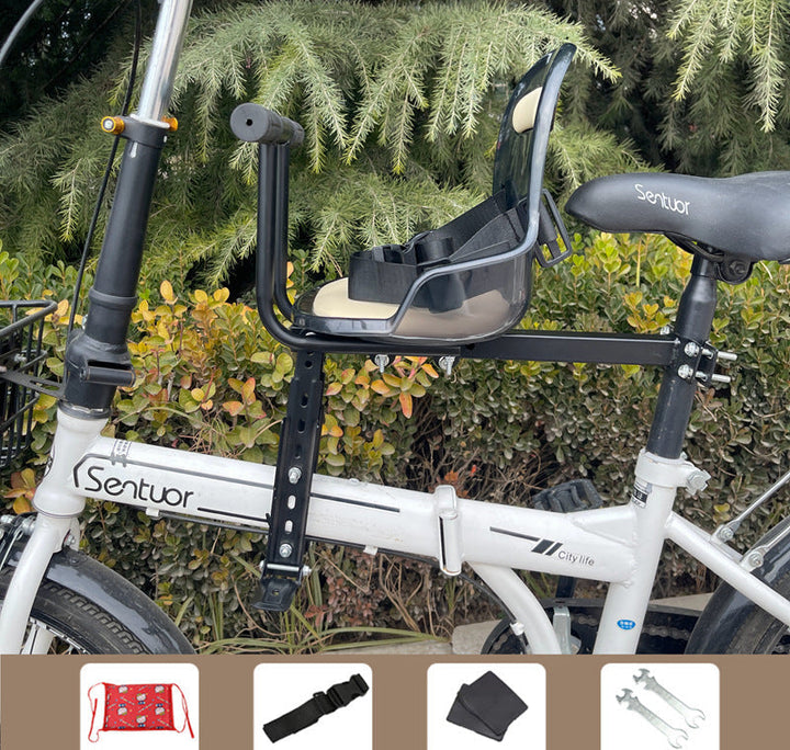 Front-Mounted Padded Child Bicycle Seat with Safety Harness and Adjustable Universal Mount Stornfield