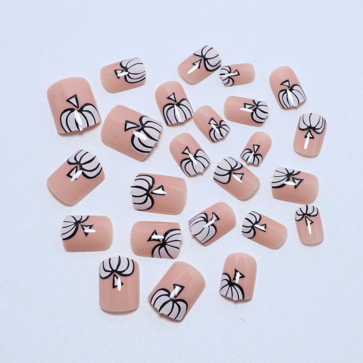 Artistic Pumpkin-Themed Press-On Nail Set Stornfield