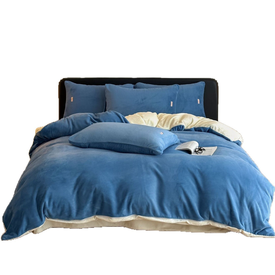 Luxury Plush Reversible Velvet Duvet Cover and Pillowcase Bedding Set