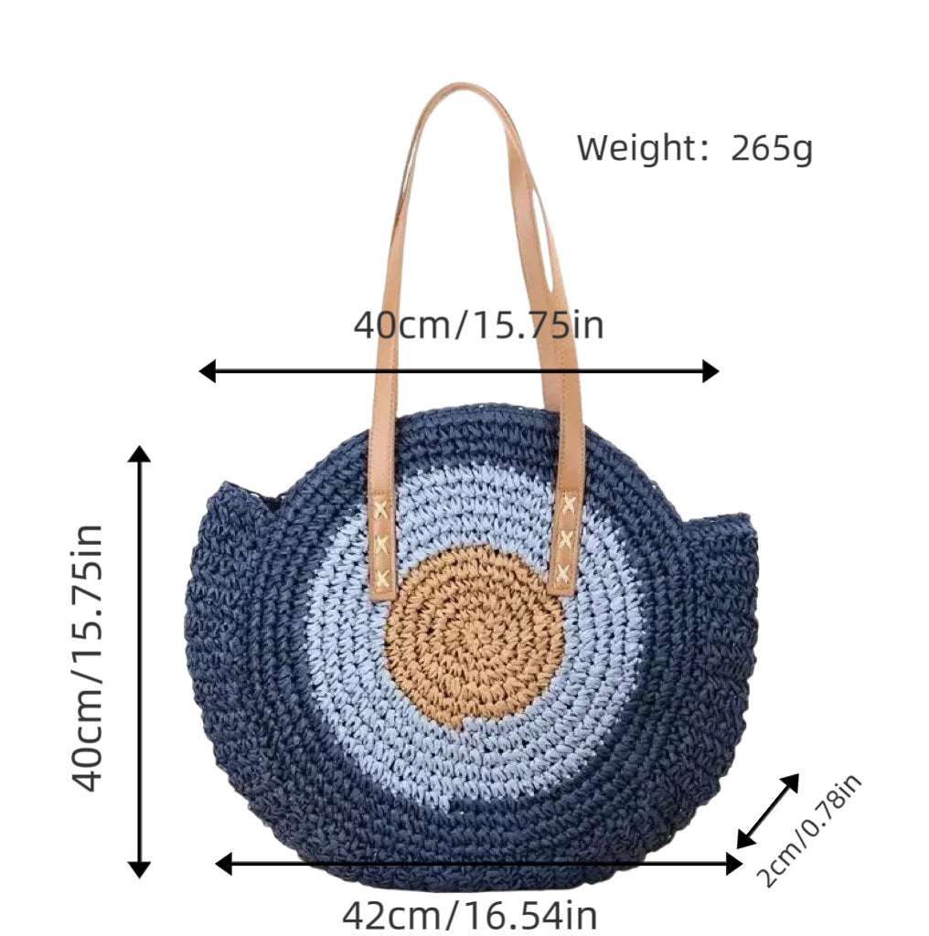 Braided basket bag with unique round design and elegant shoulder straps Stornfield