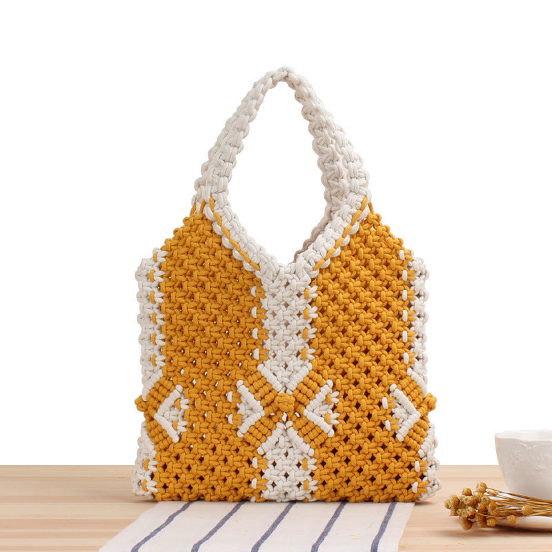 Hand-knotted tote bag in modern style Stornfield