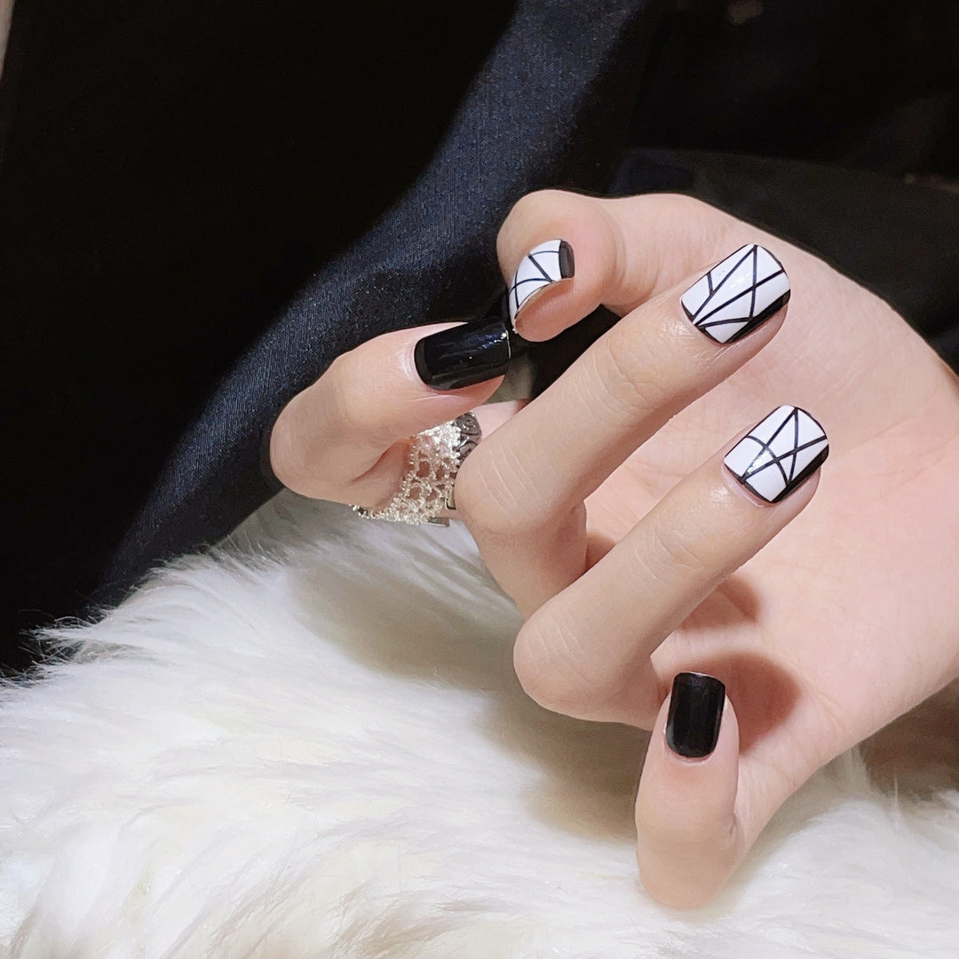 Artistic Geometric Design Press-On Nails